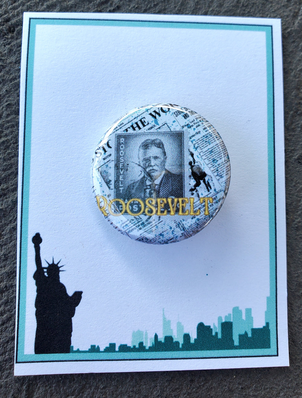 NEWSIES "Roosevelt" Metal Pinback Button