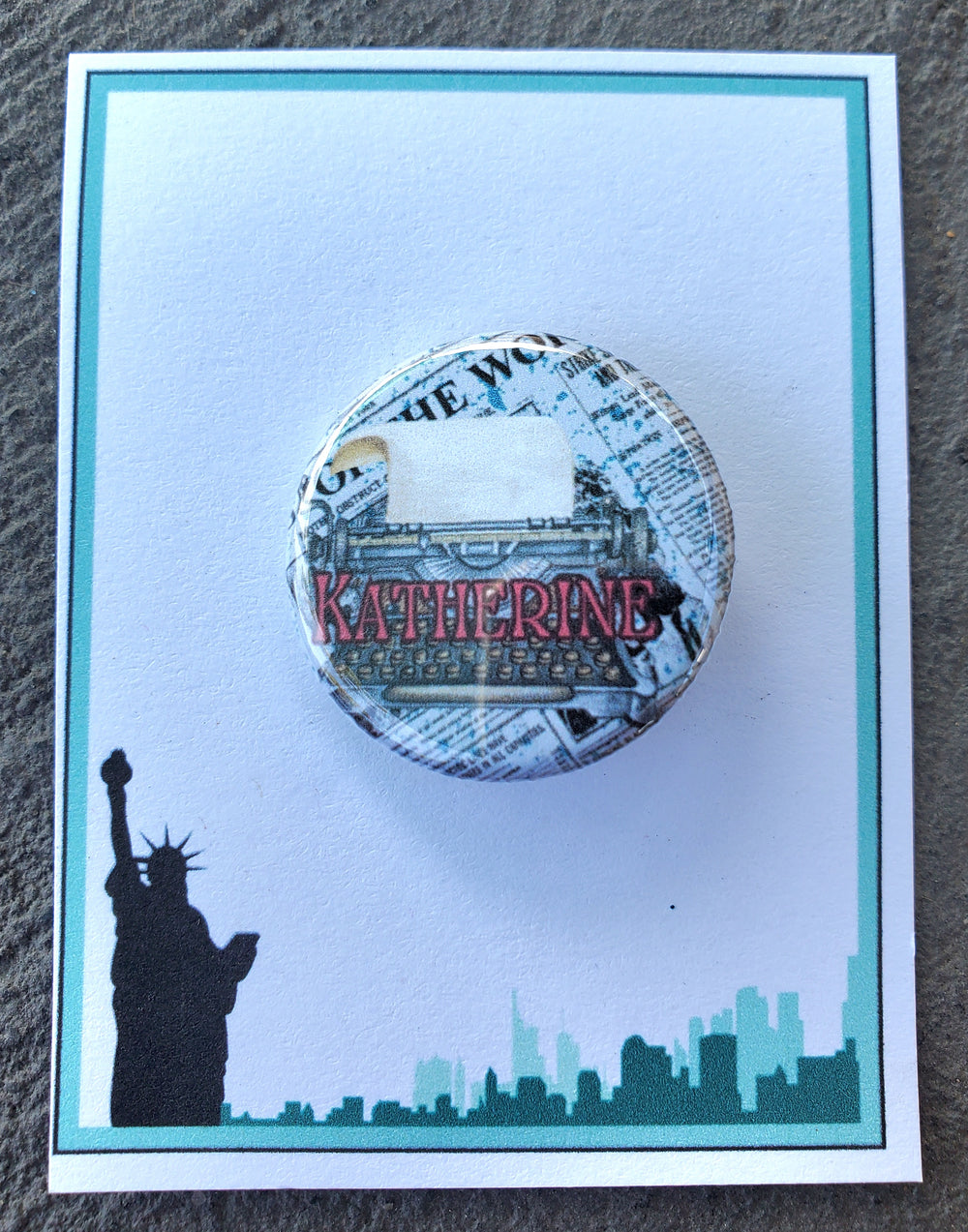 NEWSIES "Katherine" Metal Pinback Button