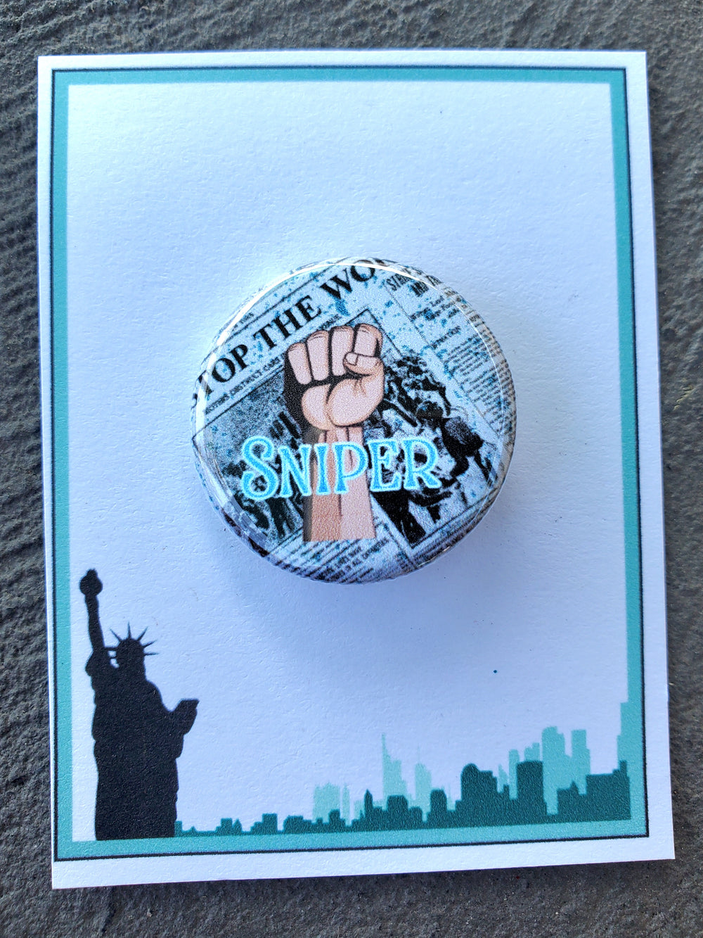 NEWSIES "Sniper" Metal Pinback Button