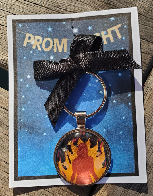 CARRIE "Girl on Fire" Glass Cabachon Keychain