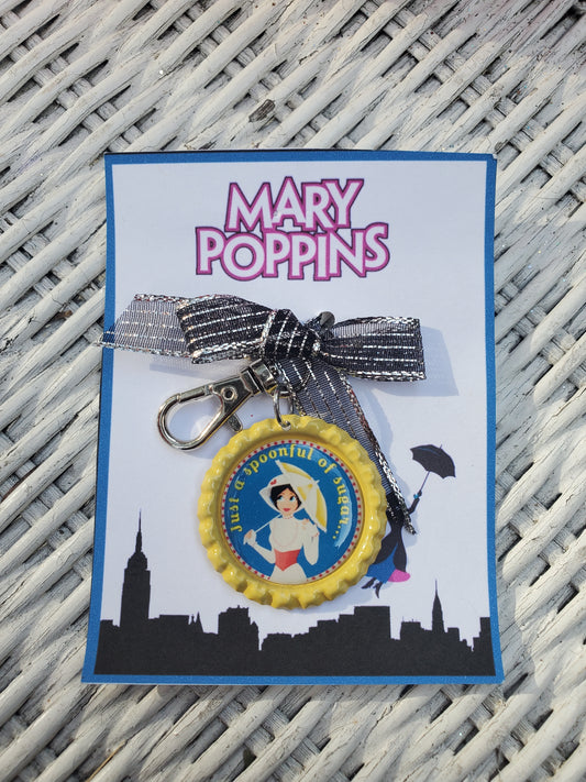 MARY POPPINS "Spoonful of Sugar" Bottlecap Keychain