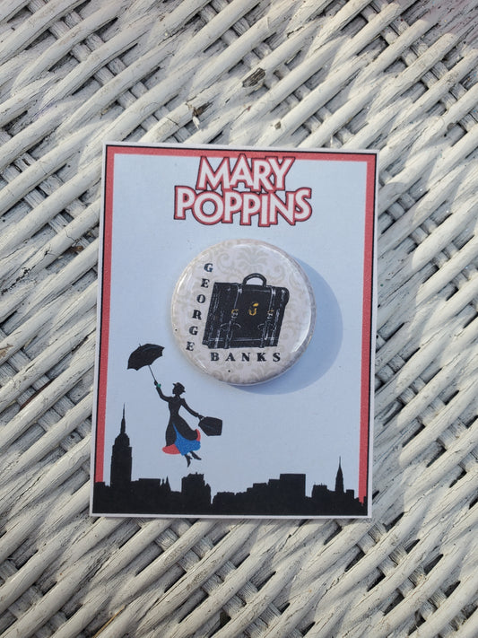 MARY POPPINS "George Banks" Metal Pinback Button