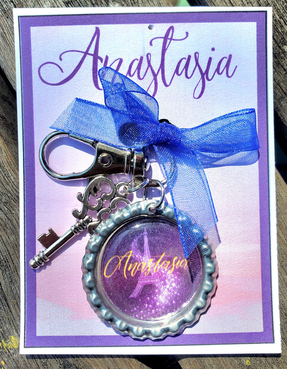 ANASTASIA "Show Logo" with Silver Metal Key Charm Bottlecap Keychain