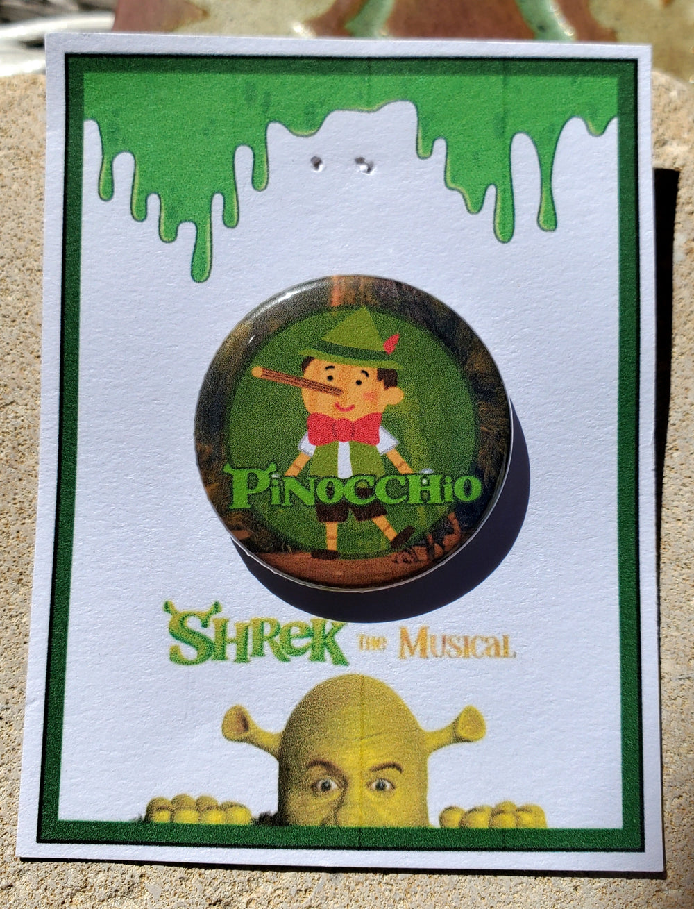 SHREK "Pinocchio" Metal Pinback Button