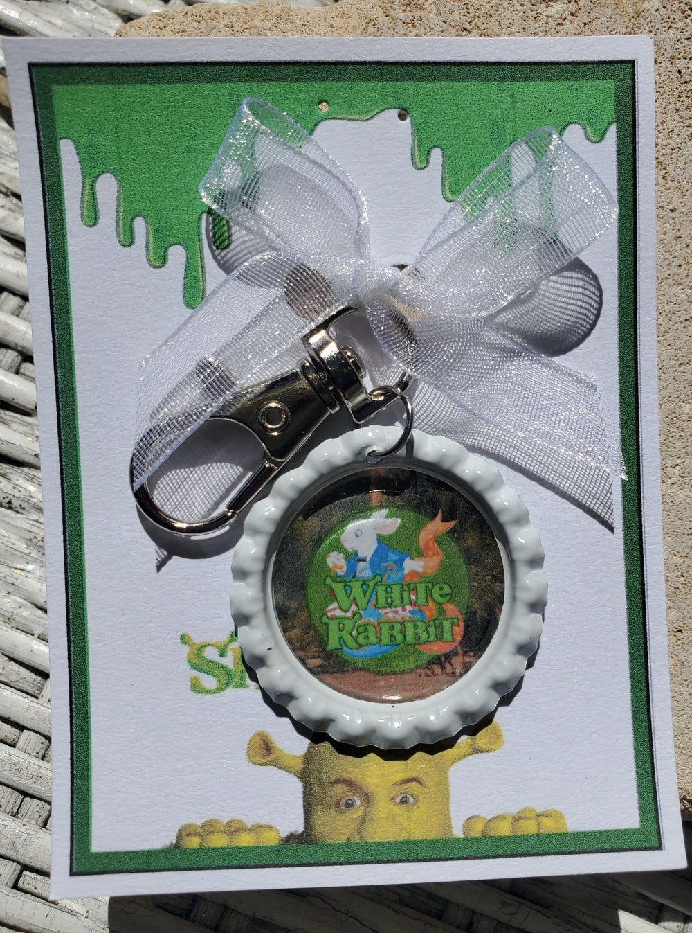 SHREK "White Rabbit" Bottlecap Keychain