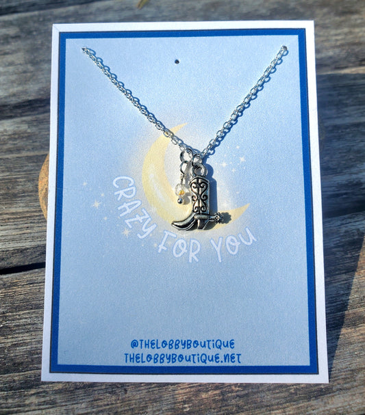 CRAZY FOR YOU Cowboy Boot Charm Necklace