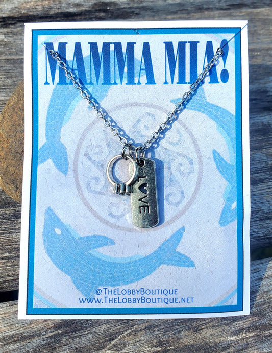 MAMMA MIA Love Tag and Engagement Ring Charm Necklace