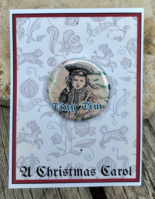 A CHRISTMAS CAROL "Tiny Tim" Metal Pinback Button