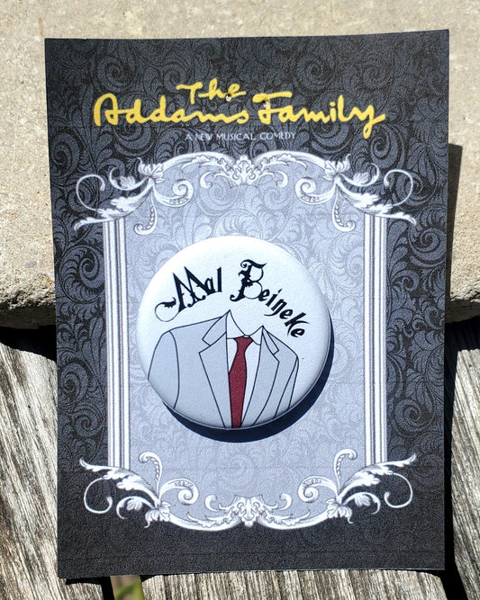 ADDAMS FAMILY "Mal Beineke" Metal Pinback Button