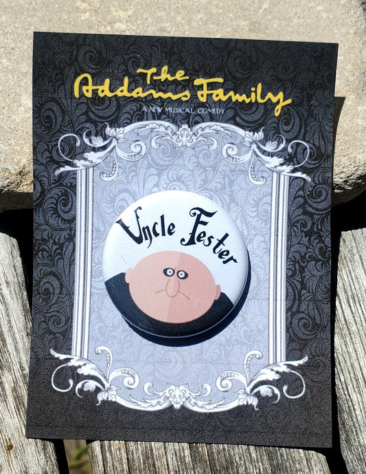 ADDAMS FAMILY "Uncle Fester" Metal Pinback Button