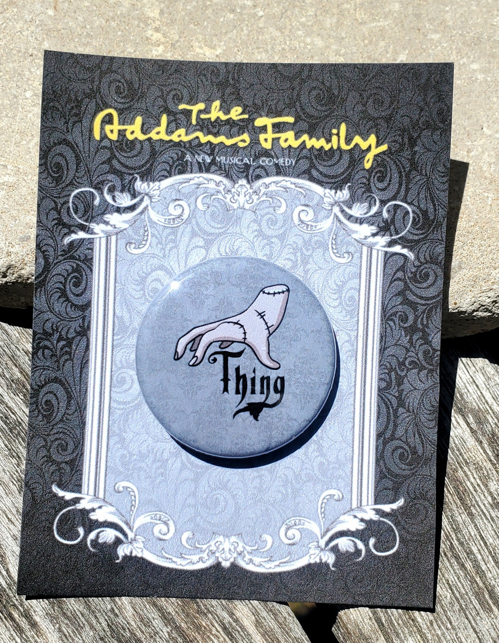 ADDAMS FAMILY "Thing" Metal Pinback Button