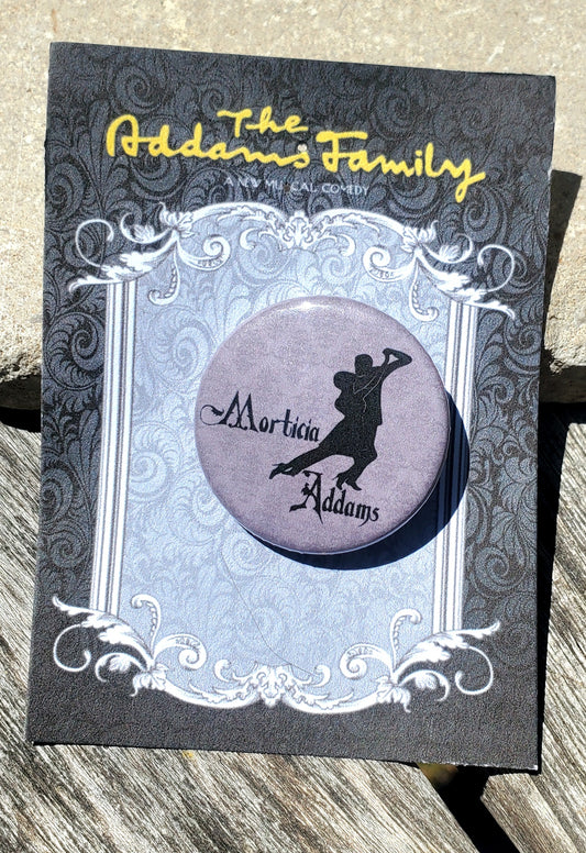 ADDAMS FAMILY "Morticia Addams" Metal Pinback Button