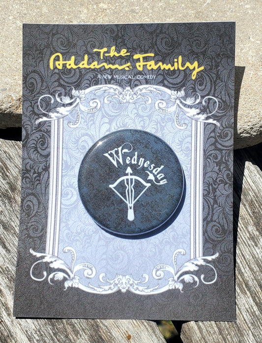 ADDAMS FAMILY "Wednesday" Metal Pinback Button