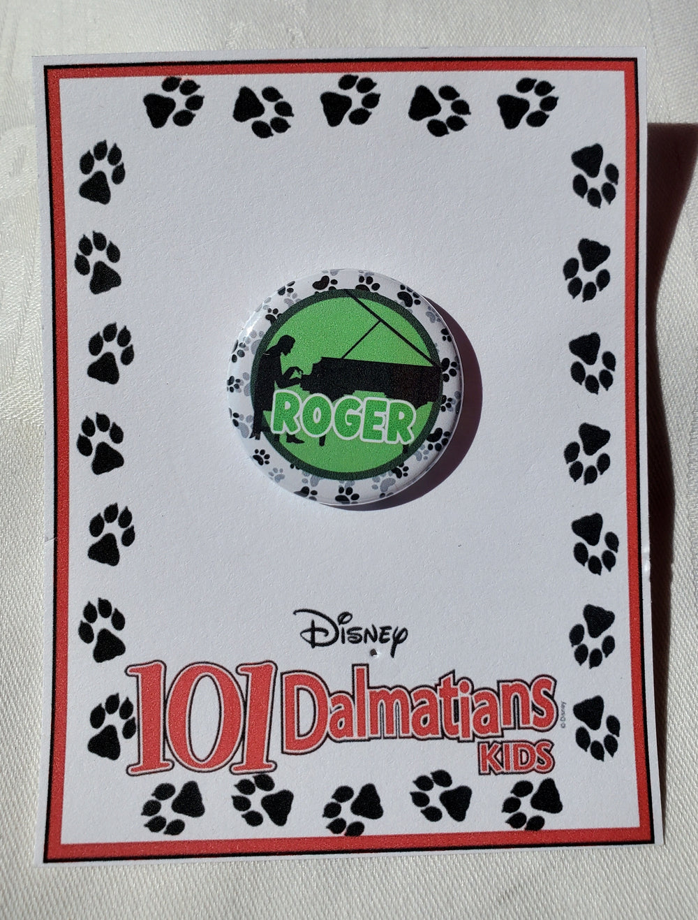 101 DALMATIANS "Roger" Metal Pinback Button