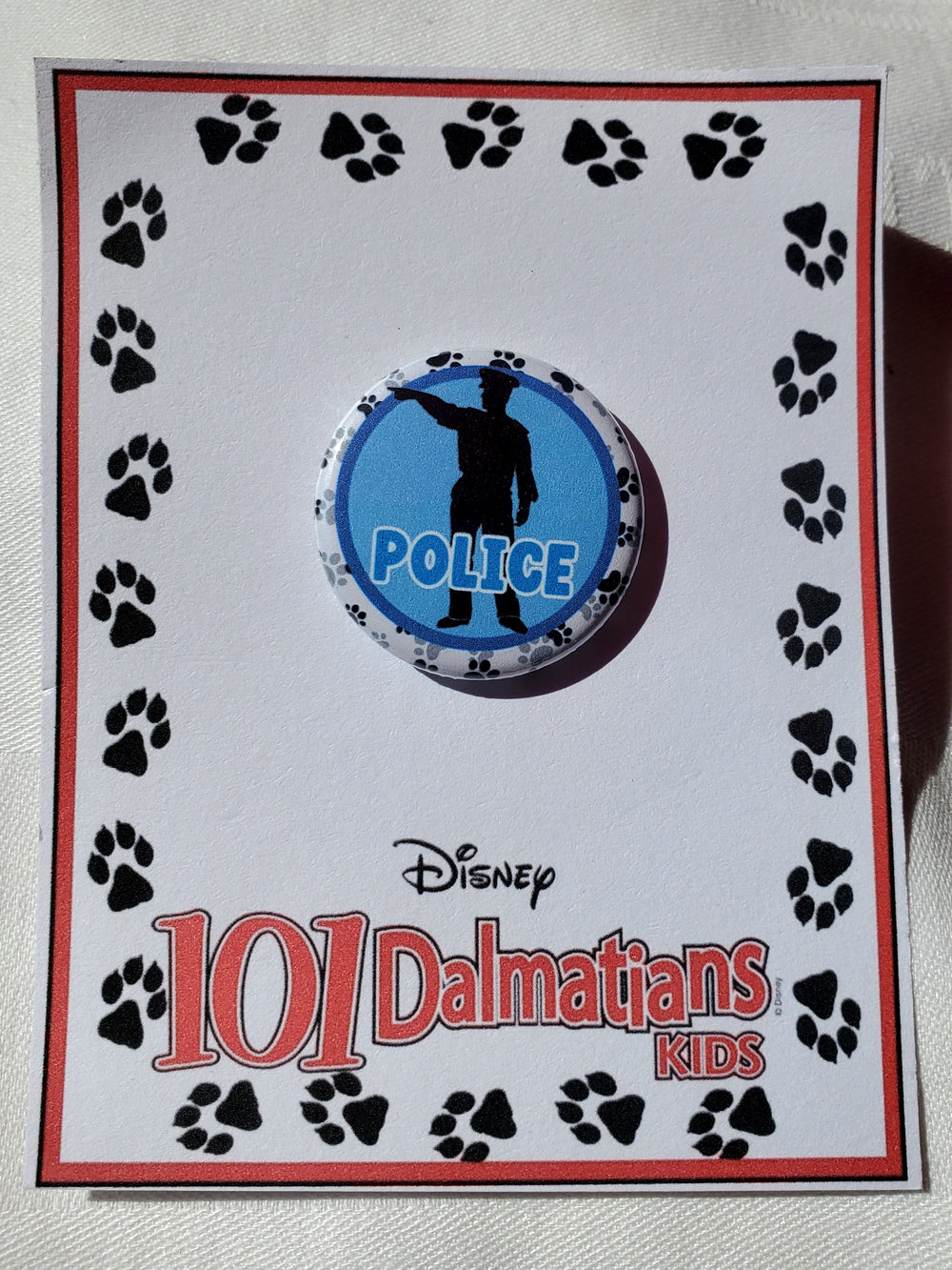 101 DALMATIANS "Police" Metal Pinback Button