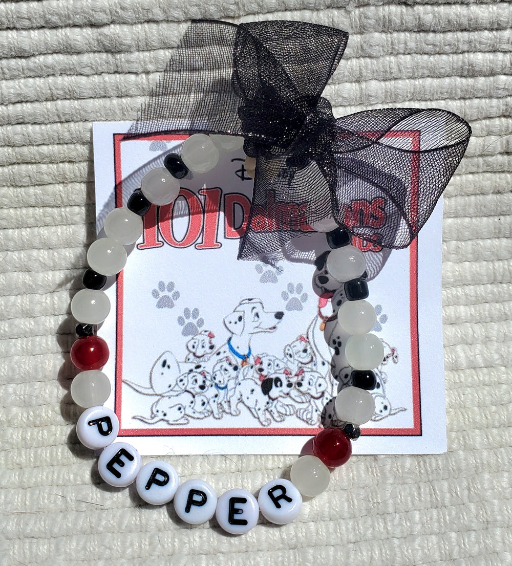 101 DALMATIANS "PEPPER" Beaded Letter Bracelet