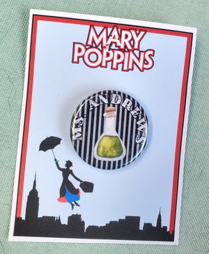 MARY POPPINS "Ms. Andrews" Metal Pinback Button