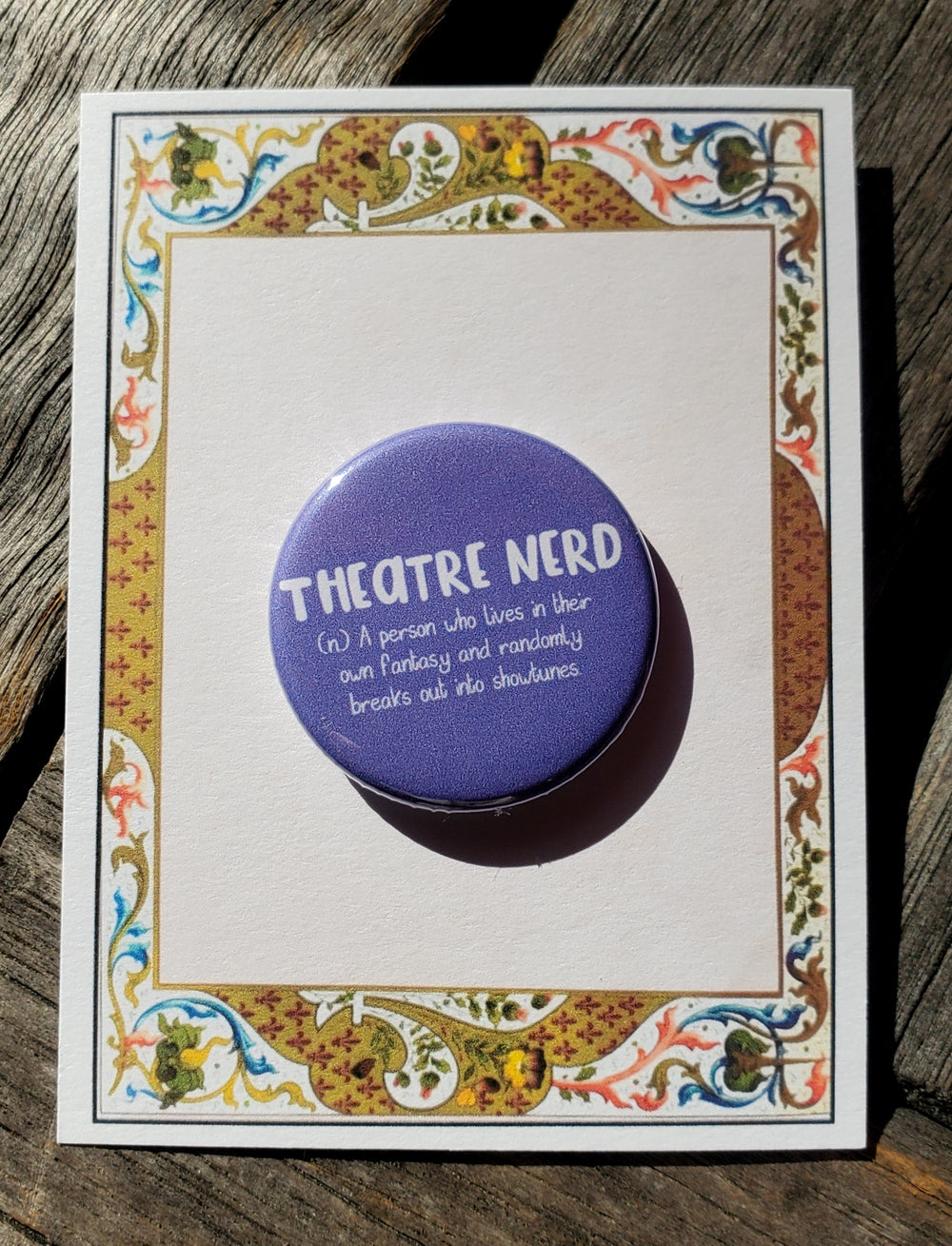 THEATRE LOVERS "Theatre Nerd" Metal Pinback Button