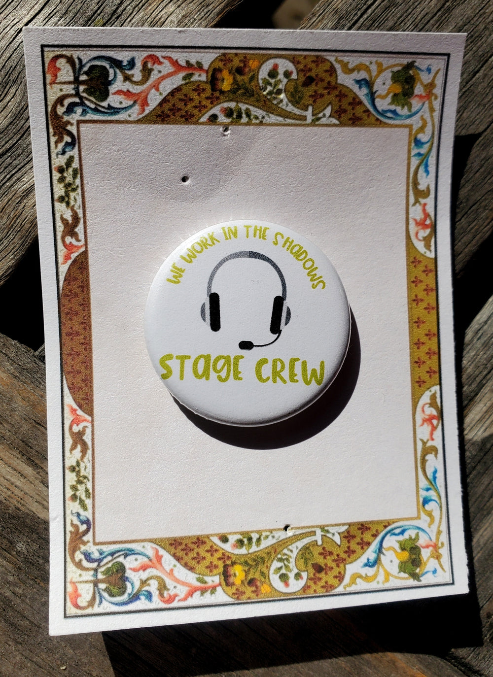 THEATRE LOVERS "Stage Crew" Metal Pinback Button