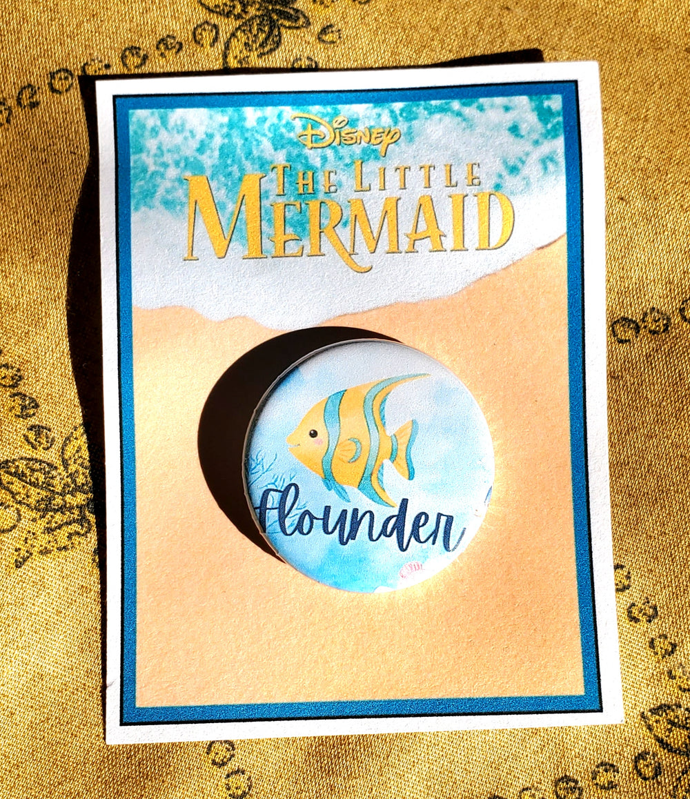 LITTLE MERMAID "FLOUNDER" Metal Pinback