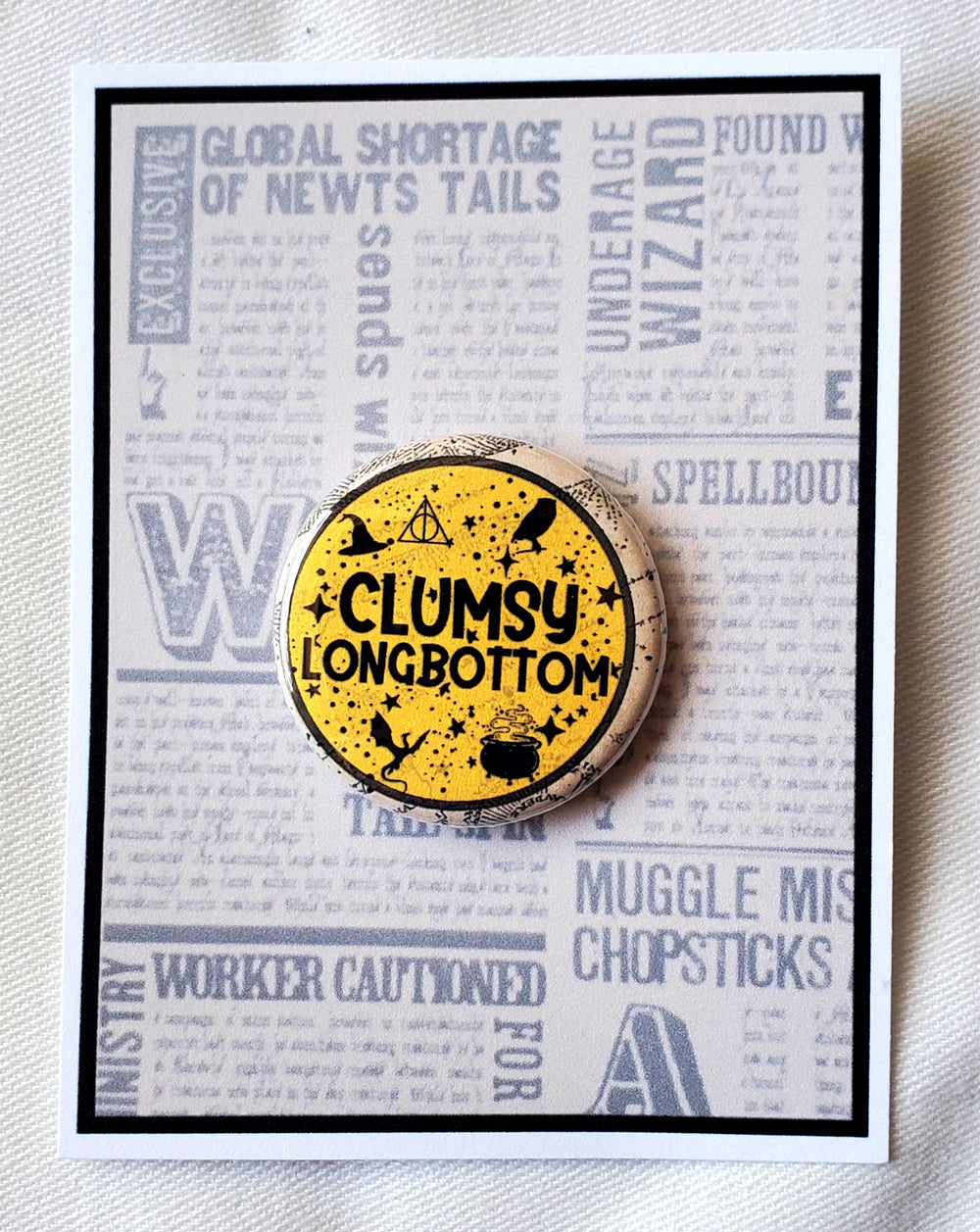 PUFFS "Clumsy Longbottom" Metal Pinback Button