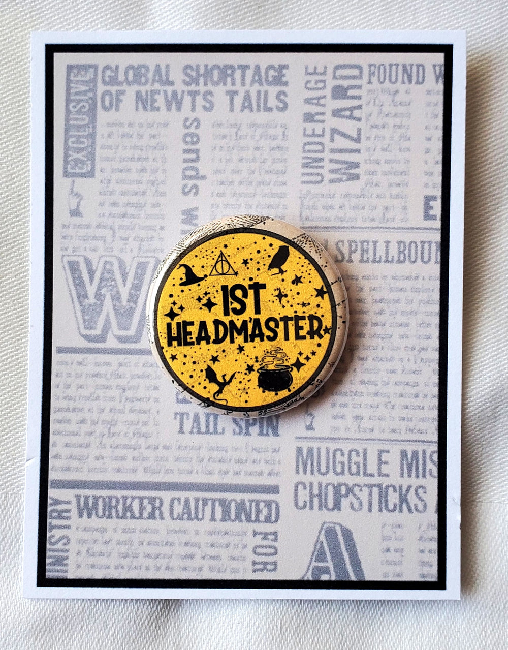 PUFFS "1st Headmaster" Metal Pinback Button