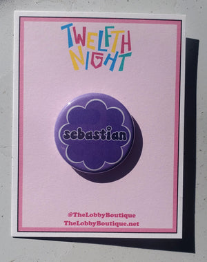 TWELFTH NIGHT Retro "Sebastian" Metal Pinback Button