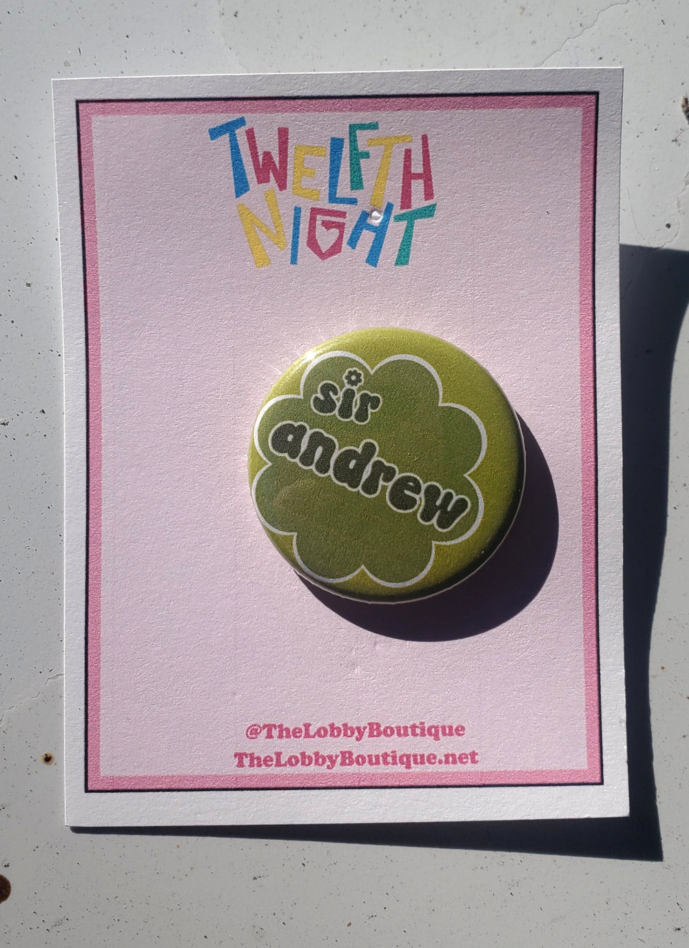 ZWÖLFTE NACHT "Sir Andrew" Metall Button Button