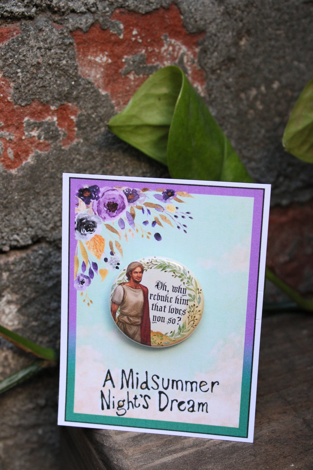 MIDSUMMER NIGHTS DREAM "Demetrius" Metal Pinback Button