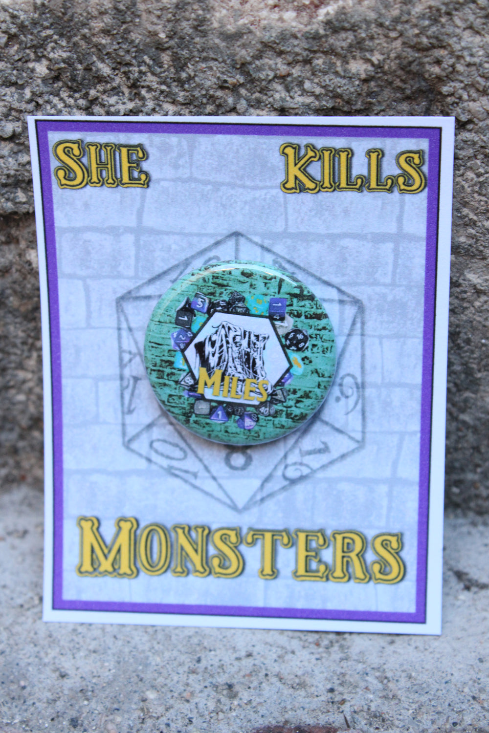 SHE KILLS MONSTERS "Miles" Metal Pinback Button